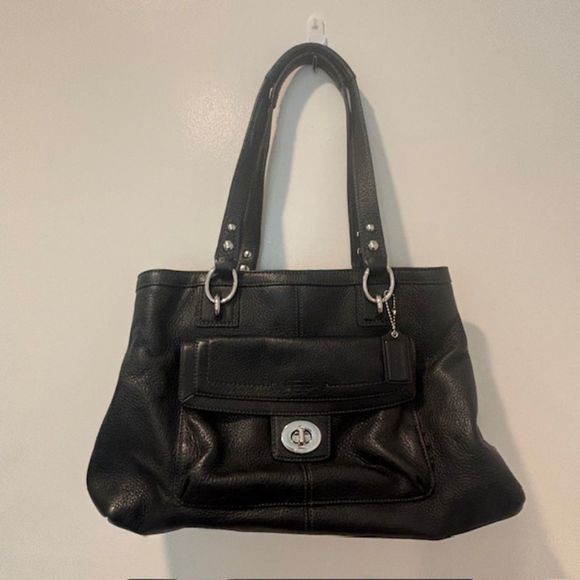 GENUINE COACH Penelope Black Leather Carry All Satchel Bag - Picture 8 of 8